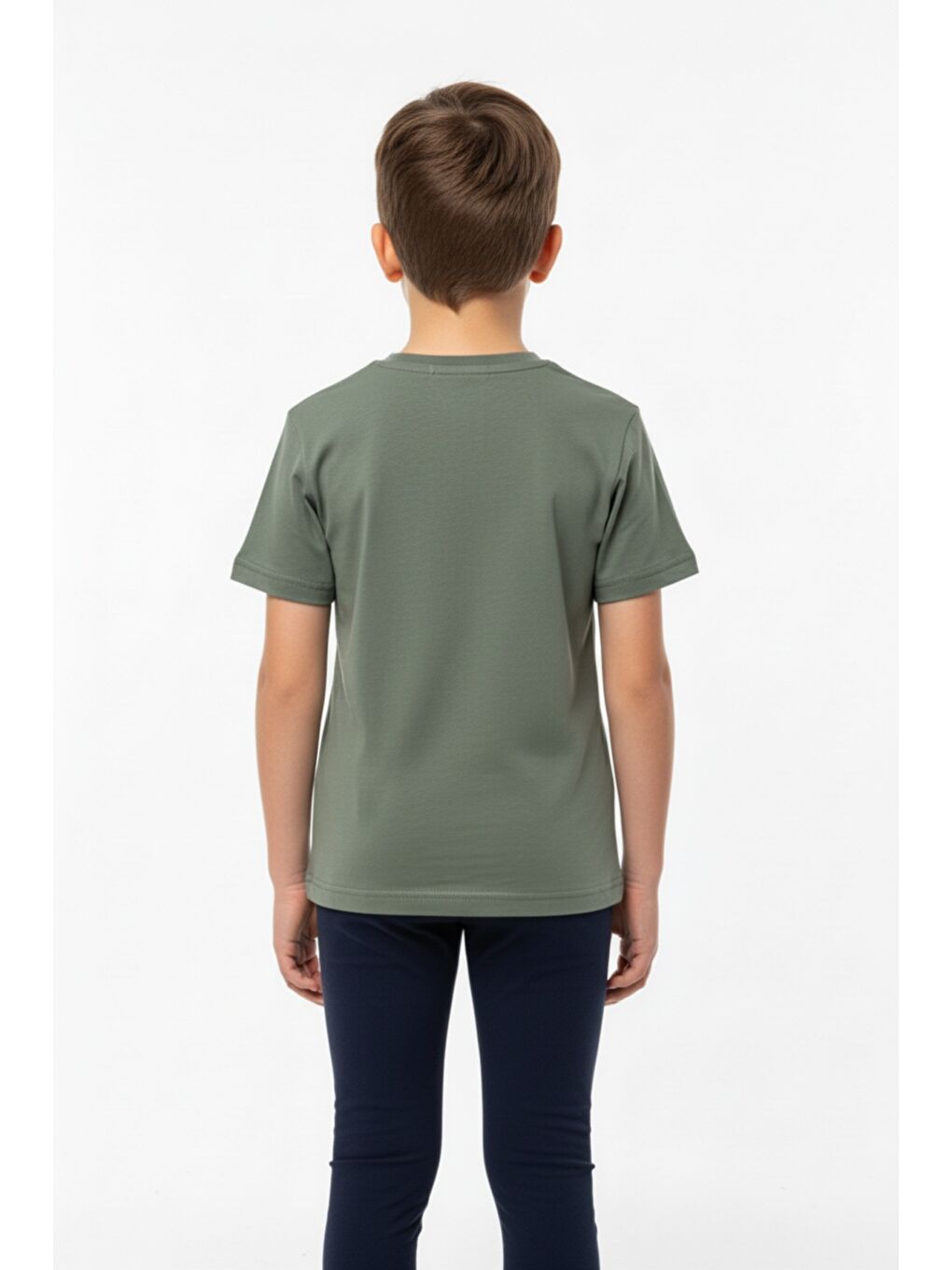 Yeşil Erkek Çocuk Bisiklet Yaka Kısa Kollu Baskılı Tişört 24991-3