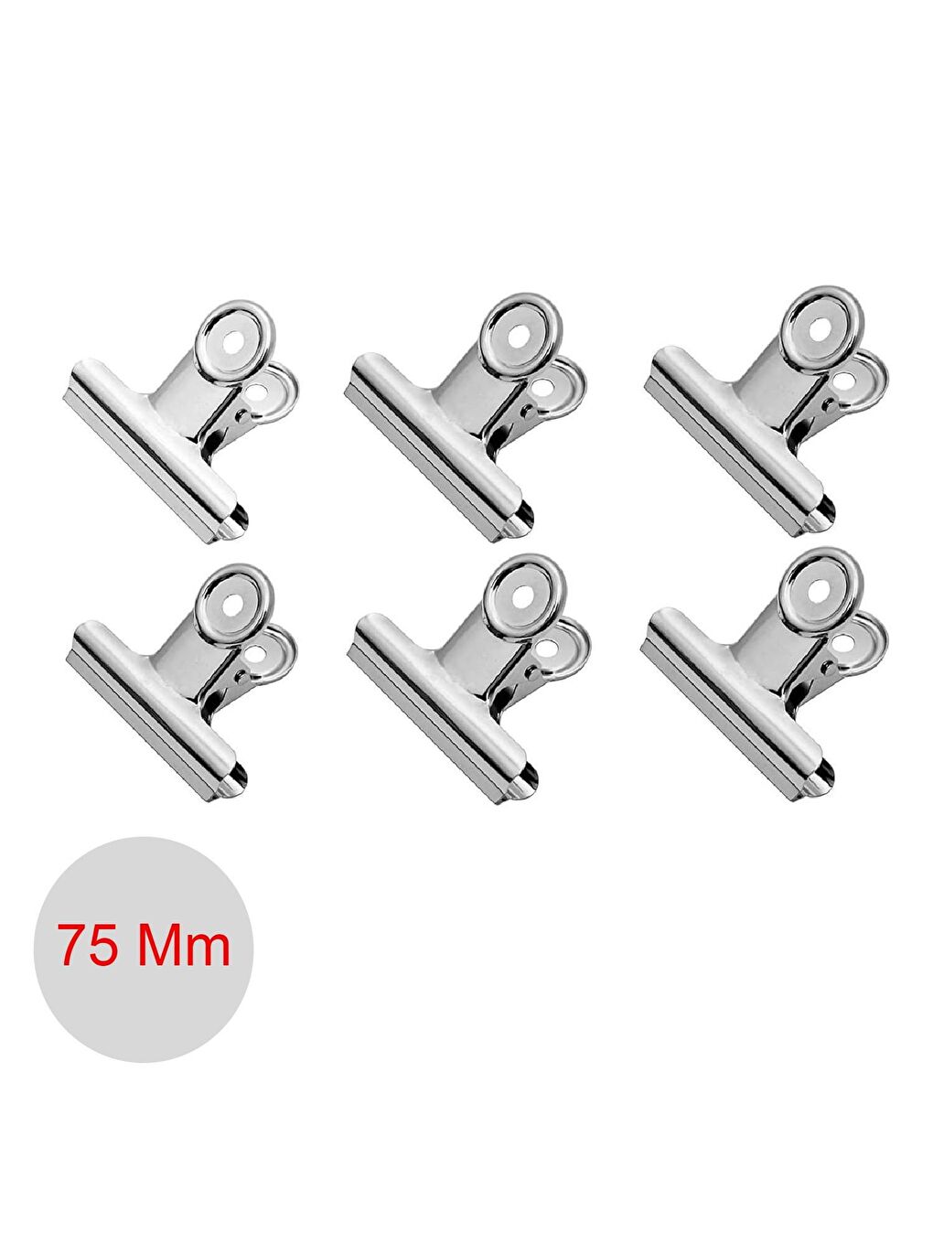 Round Clips 75 mm Metal Maşa Kıskaç 6 Adet (B2001)