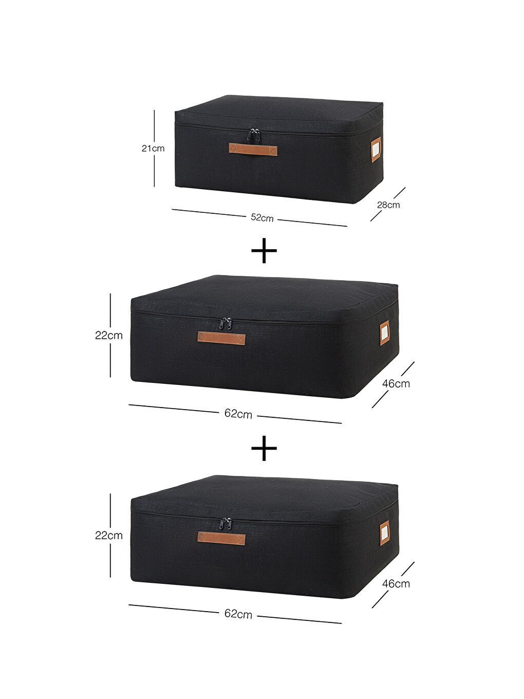 3'lü Siyah Renk Jüt Baza Altı Hurç Set-5