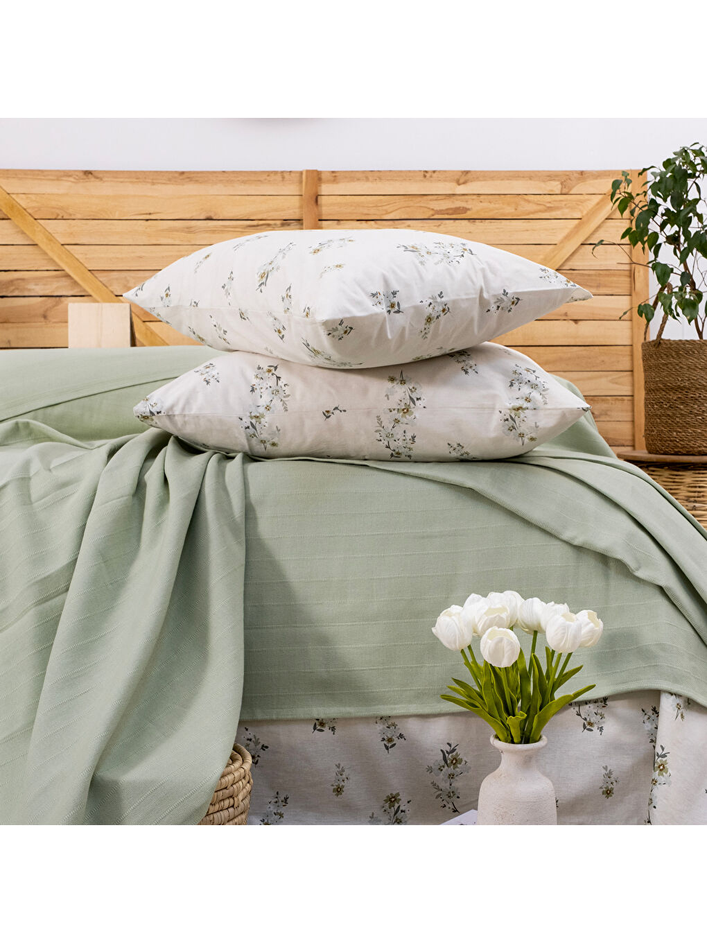 Home Hera Çift Kişilik Pike Takımı 4 Parça-Yeşil-2