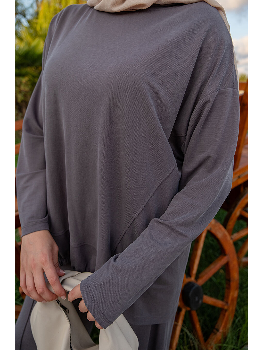 Kadın Beli Lastikli Takım Gri-3