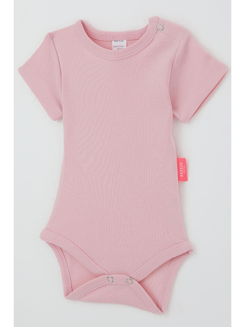 Kız Bebek Çıtçıtlı Kısa Kollu Zıbın Body Basic Pembe (0-9 Ay)-2