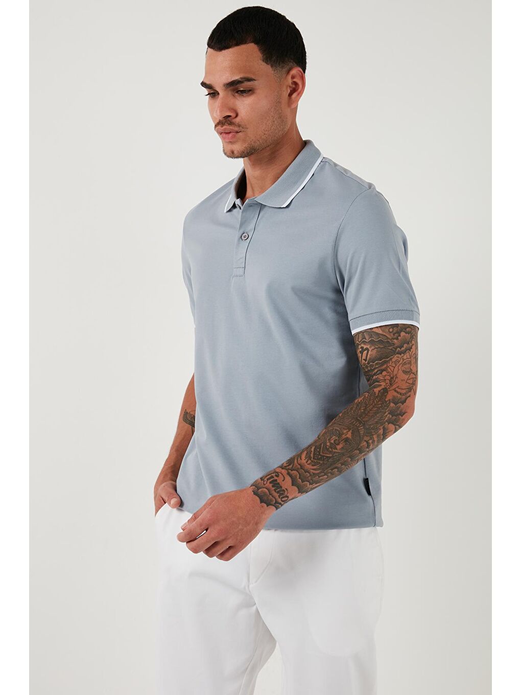 Buratti Açık Gri Pamuklu Regular Fit Polo Yaka T Shirt 5902063 - 3