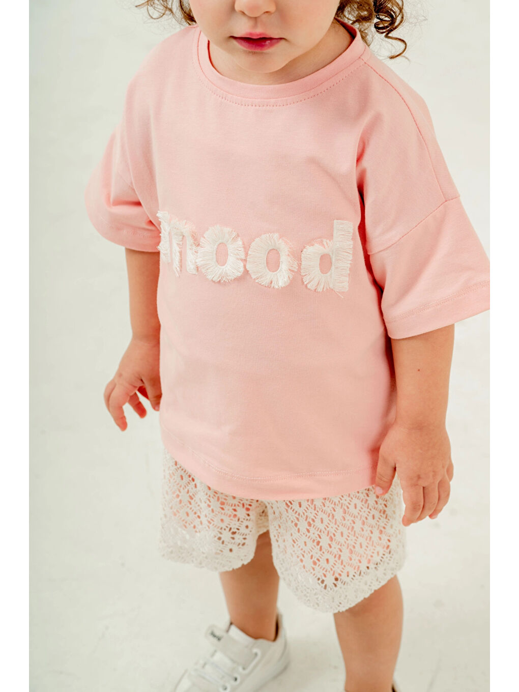 Pembe Mood Nakışlı Şortlu Kız Takım 12243-3