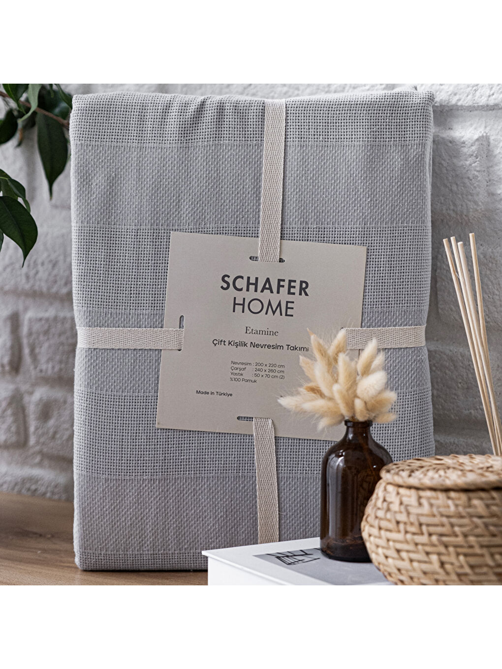 Home Etamine Pamuk ÇK Nevresim Takımı 4 Parça - Gri-3