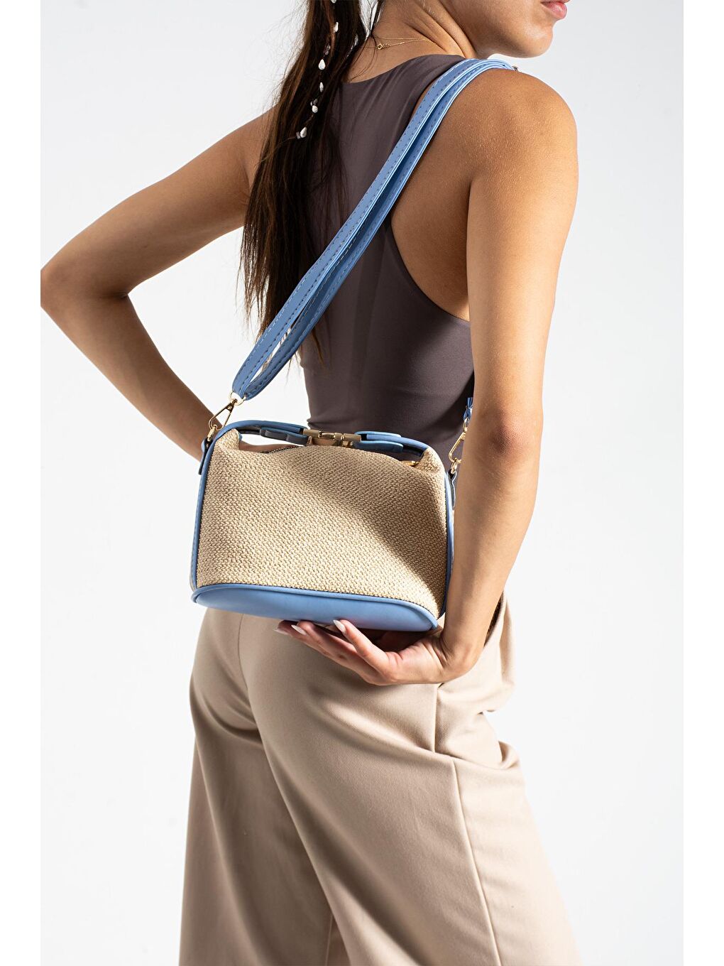 Mavi Cosmos Hasır Kadın Omuz Çantası BP-4862O