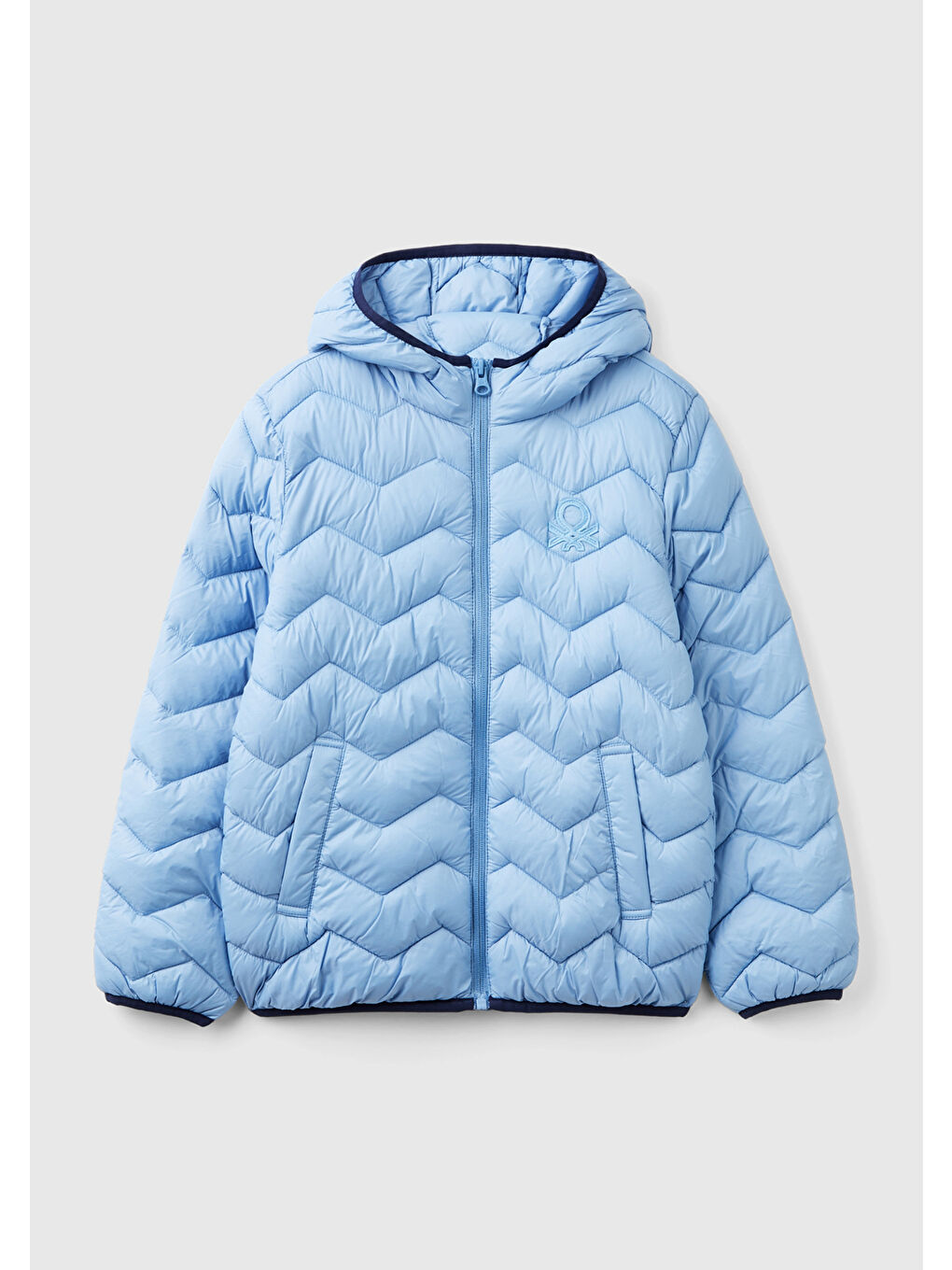 Erkek Çocuk Havacı Mavi Logo İşlemeli Mevsimlik İnce Pufa Mont