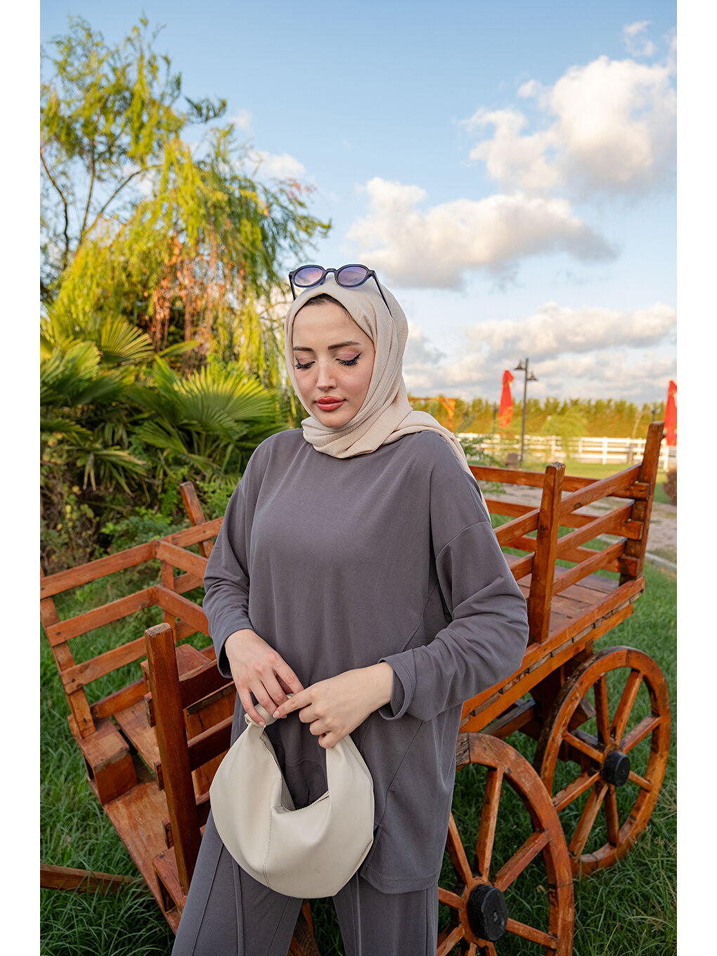 Kadın Beli Lastikli Takım Gri-4