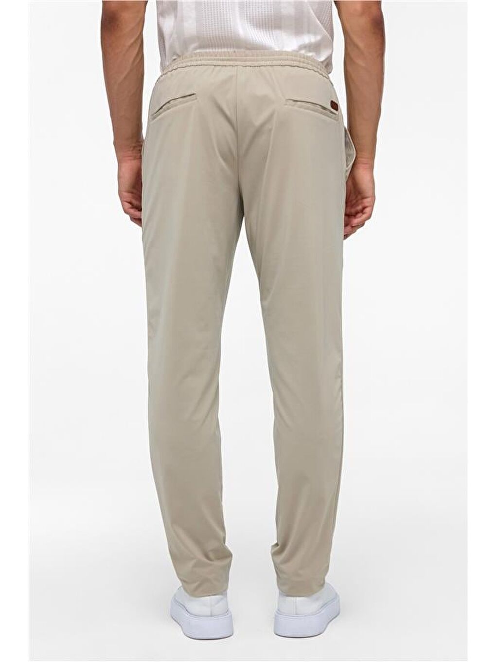 Bej Slim Armürlü Jogger Pantolon-4