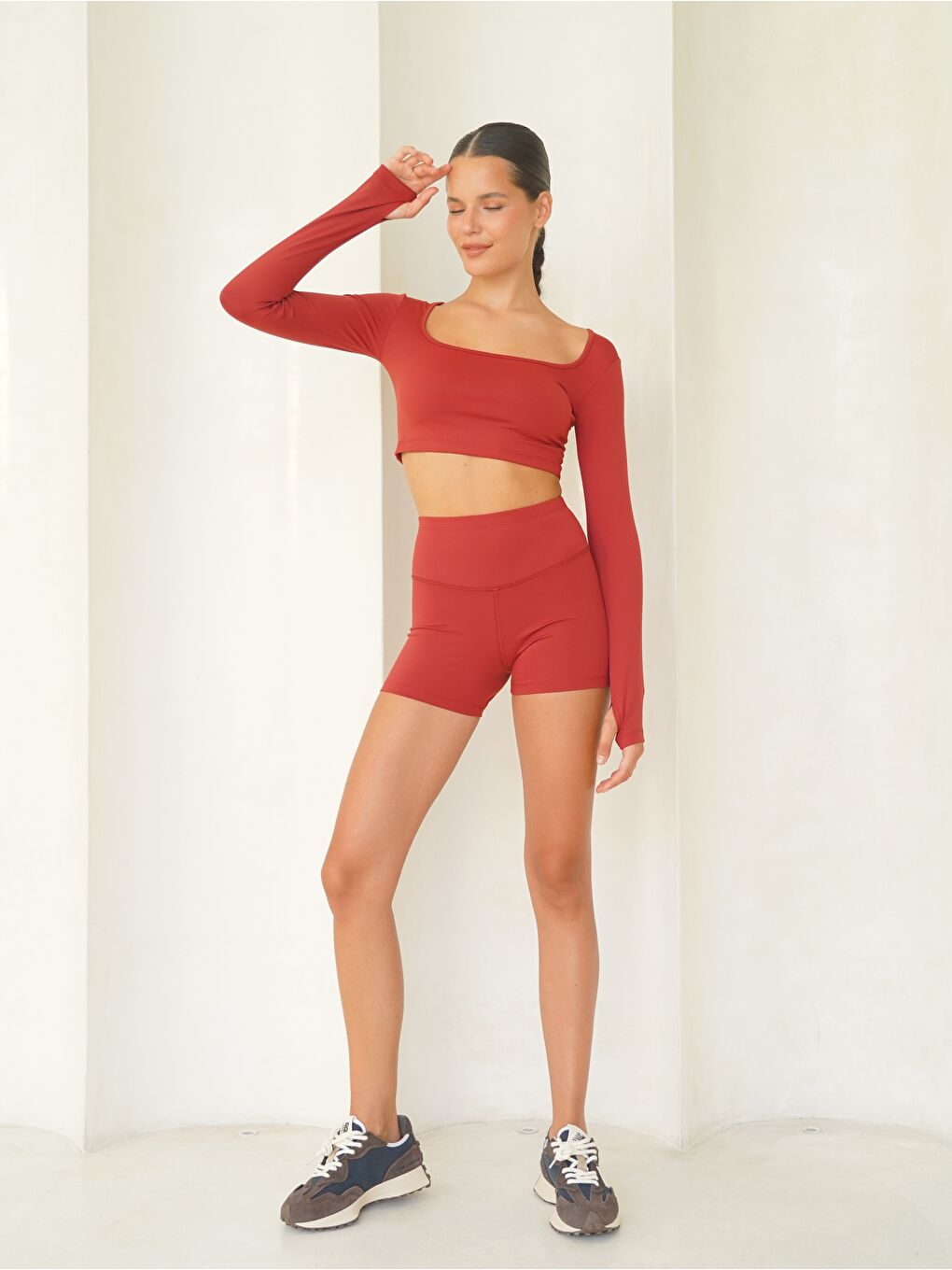 Samadhi Uzun Kollu Spor Bordo Crop-2