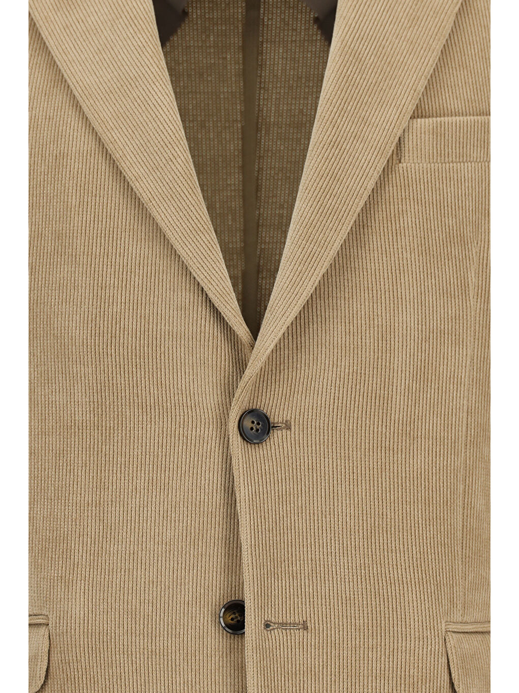 Bej Relaxed Fit Rahat Kesim Çizgili Ceket-2