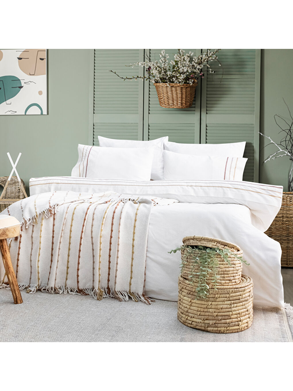 Home Cozy Nevresim Takımı 7 Parça-Ekru