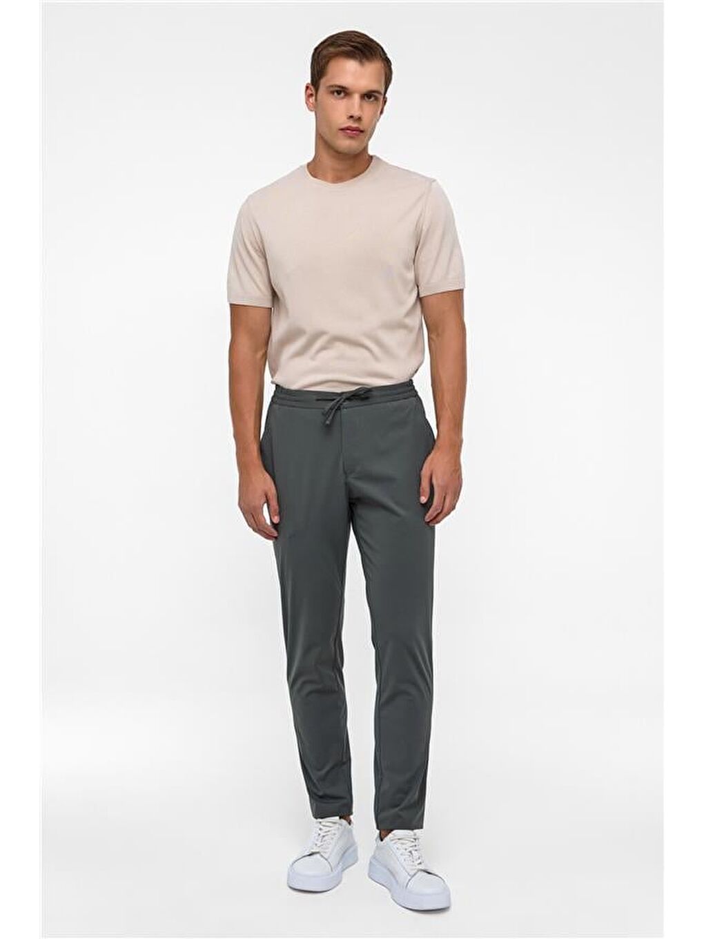 Koyu Haki Slim Armürlü Jogger Pantolon