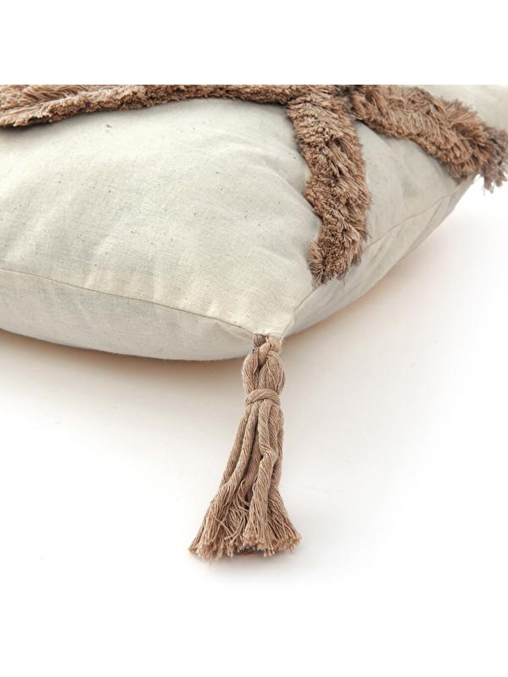 Beyaz Motif Makrome Handmade Kırlent - Bej / Ekru - 42x42 cm-3