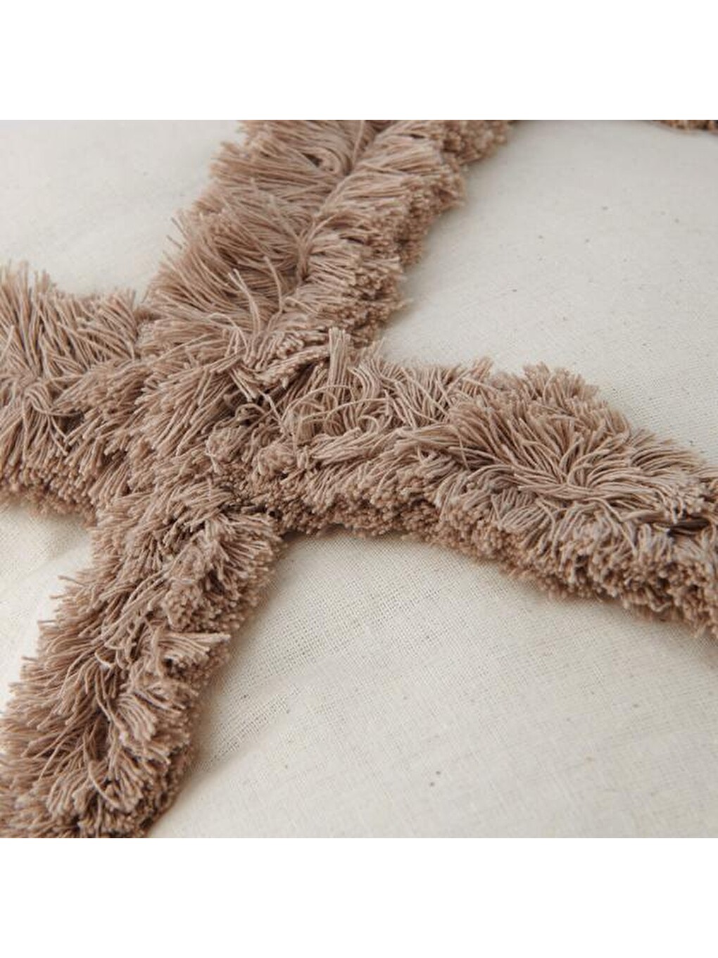 Beyaz Motif Makrome Handmade Kırlent - Bej / Ekru - 42x42 cm-4