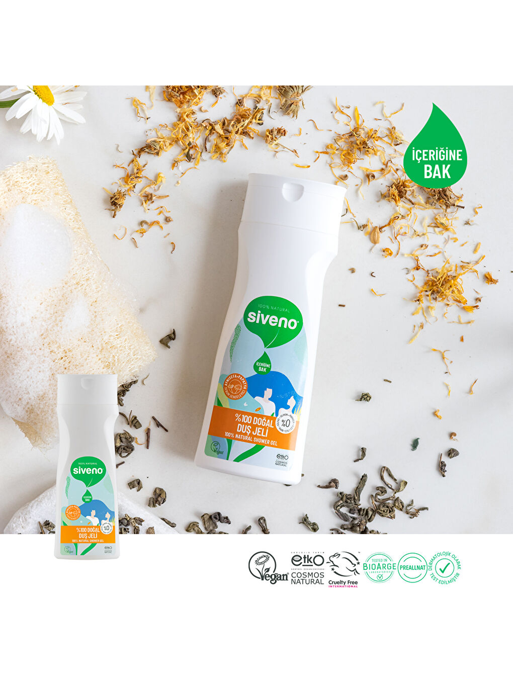 %100 Doğal Duş Jeli Sebum Dengeleyici Rahatlatıcı Aynısefa Papatya Yeşilçay Vegan 300 ml-1