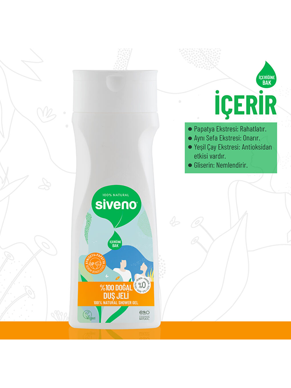 %100 Doğal Duş Jeli Sebum Dengeleyici Rahatlatıcı Aynısefa Papatya Yeşilçay Vegan 300 ml-2