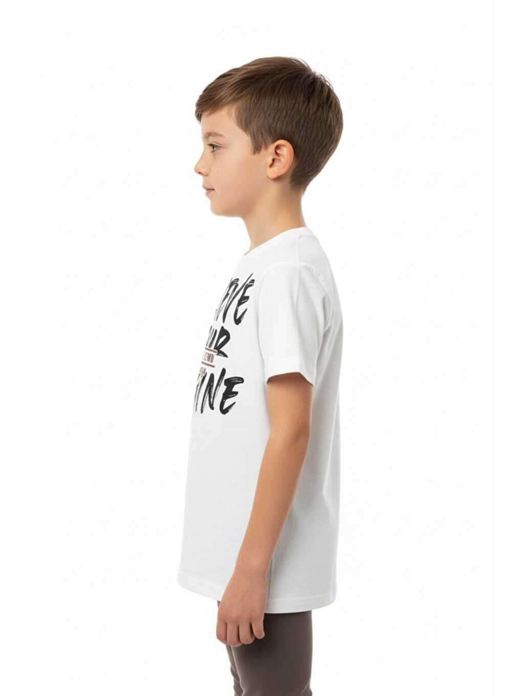 Ekru Erkek Çocuk Bisiklet Yaka Kısa Kollu Baskılı Tişört 24991-1