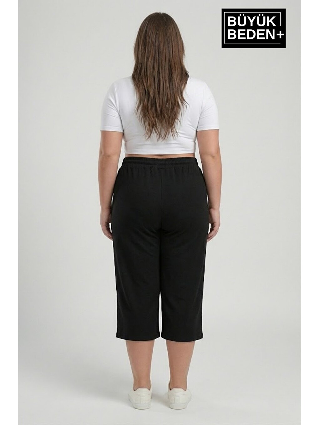 Lacivert Büyük Beden Kadın İkili Set Kapri Şort Rahat Kalıp 3XL-6XL SPR26BSRK591+2-1