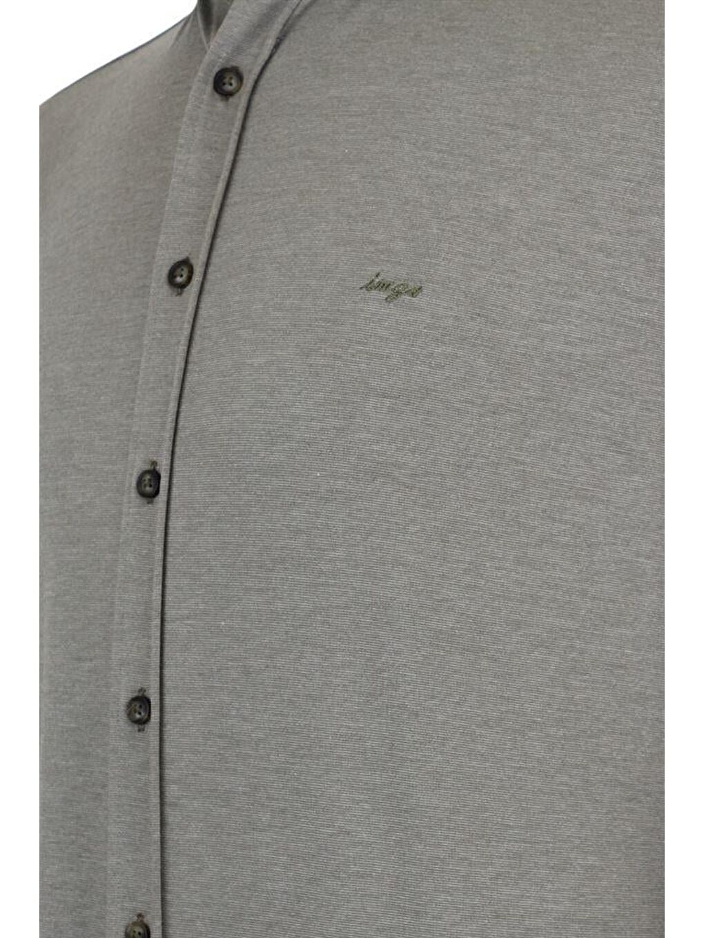 Yeşil Uzun Kol Örme Biyeli Comfort Rahat Kesim Casual Gömlek 1004225116-2