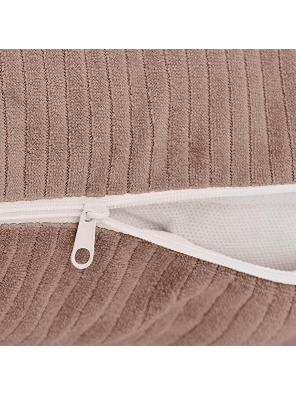 Fitilli Kadife Kırlent - Kahverengi - 43x43 cm-5