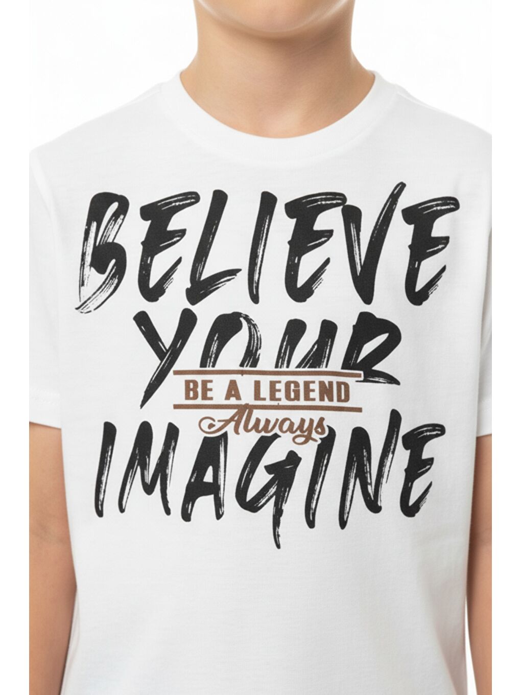 Ekru Erkek Çocuk Bisiklet Yaka Kısa Kollu Baskılı Tişört 24991-4