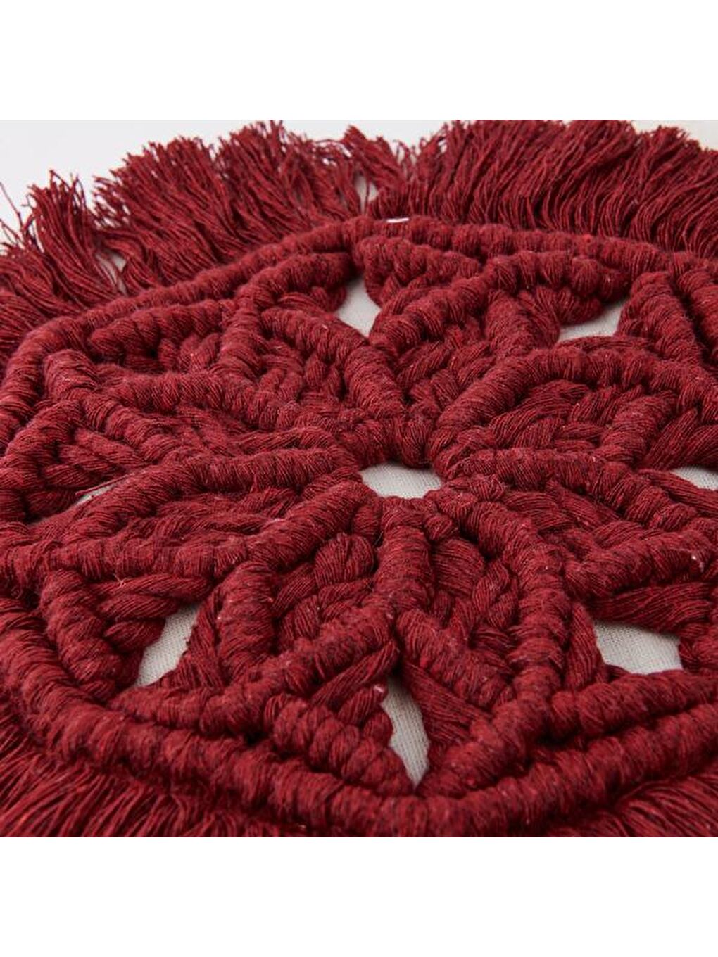 Haki Makrome Handmade Kırlent - Bordo / Ekru-3