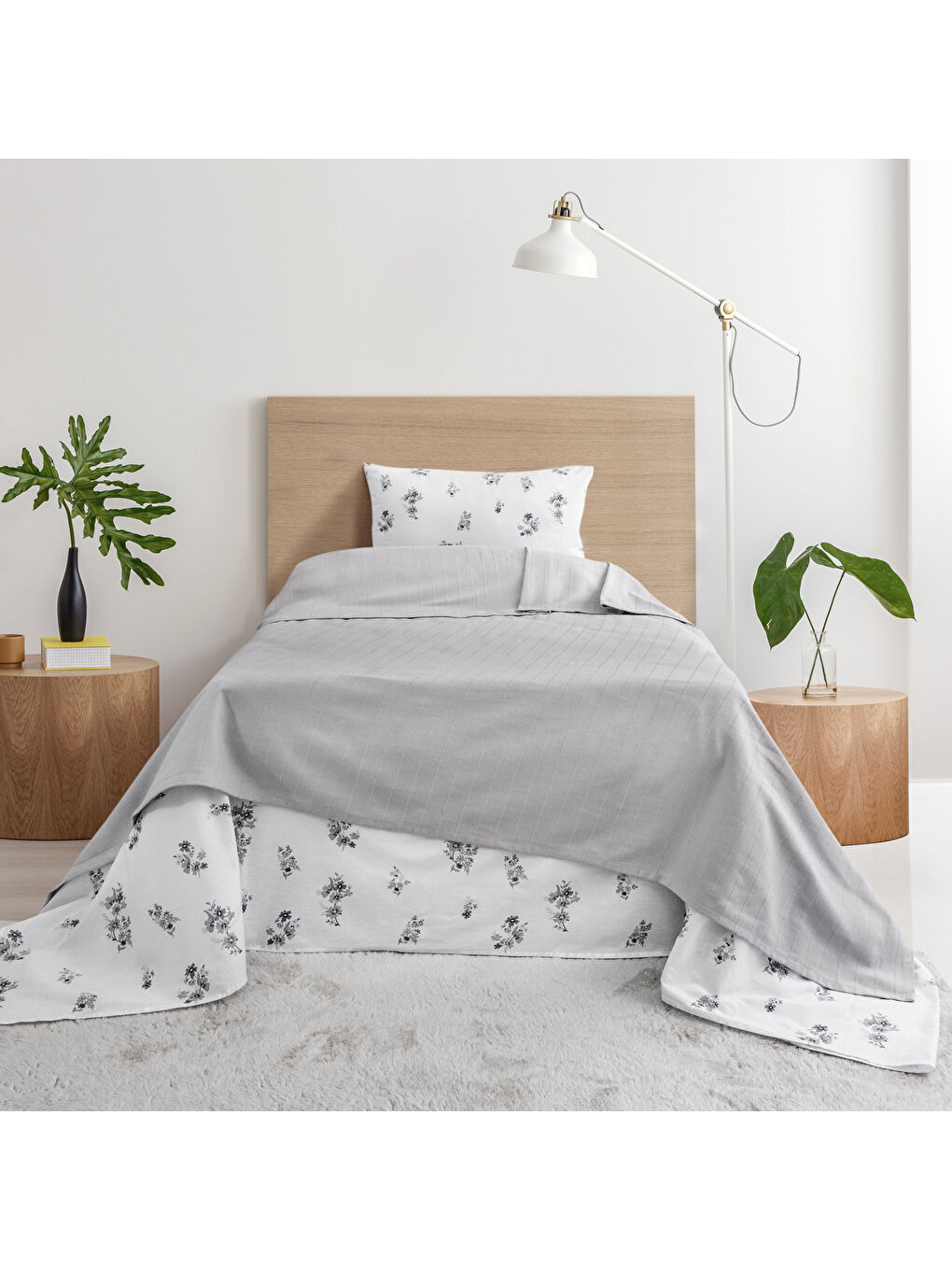 Home Hera Tek Kişilik Pike Takımı 3 Parça-Gri