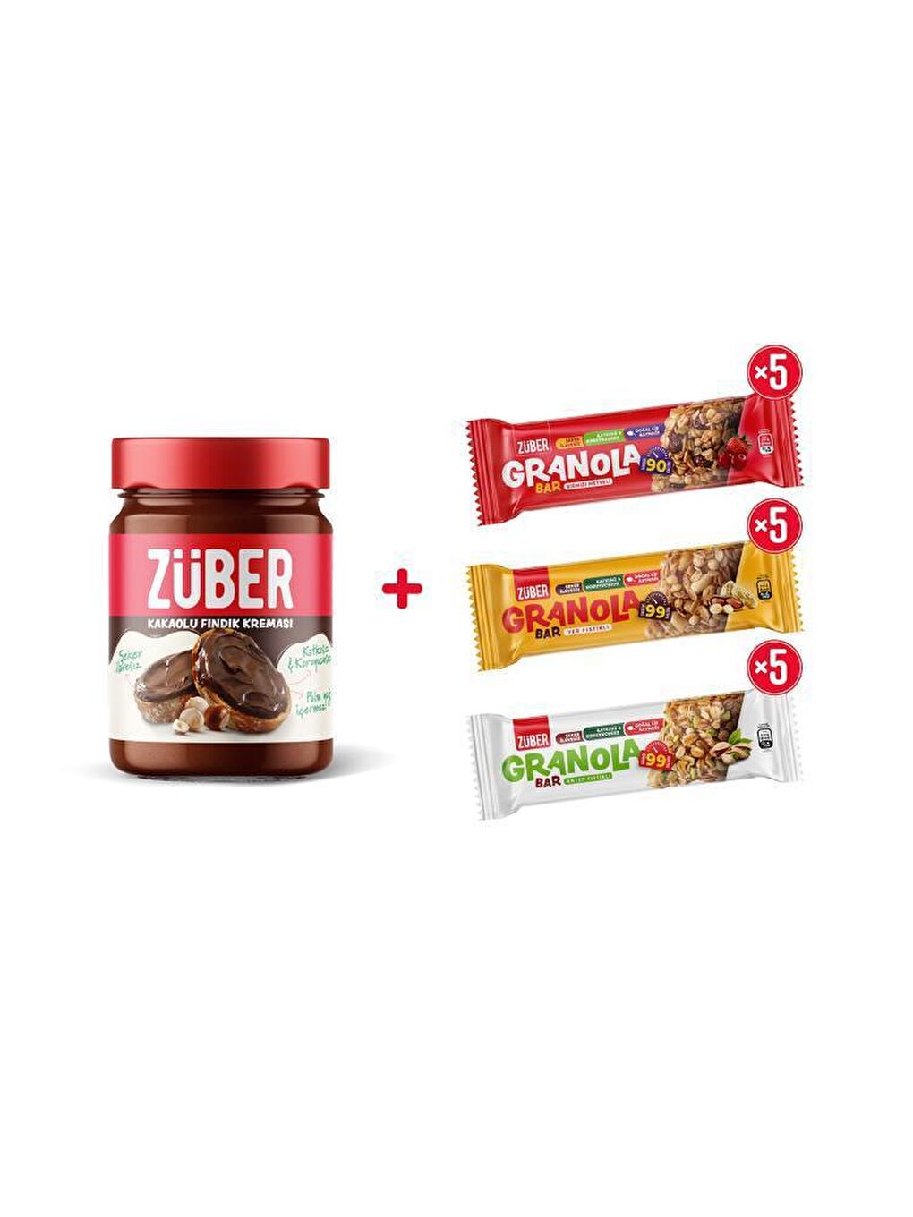 Züber Renksiz Fındık Kreması Kakaolu + Granola Bar Deneme Paketi