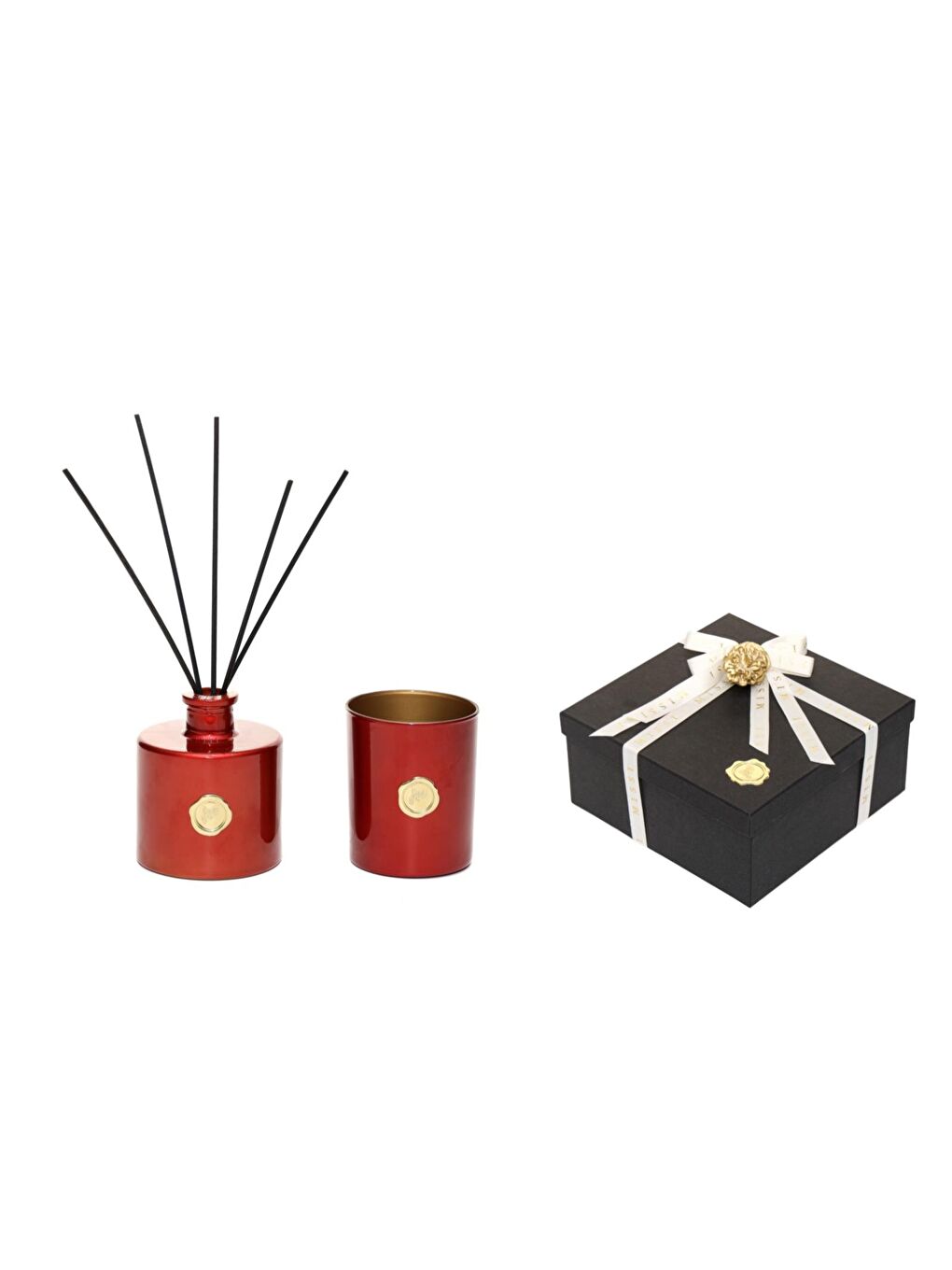 Kırmızı Golden Glow 200 ml Spice Orange Oda Kokusu ve Mumluk Hediye Seti ( Dekoratif Sıvama Kutulu)