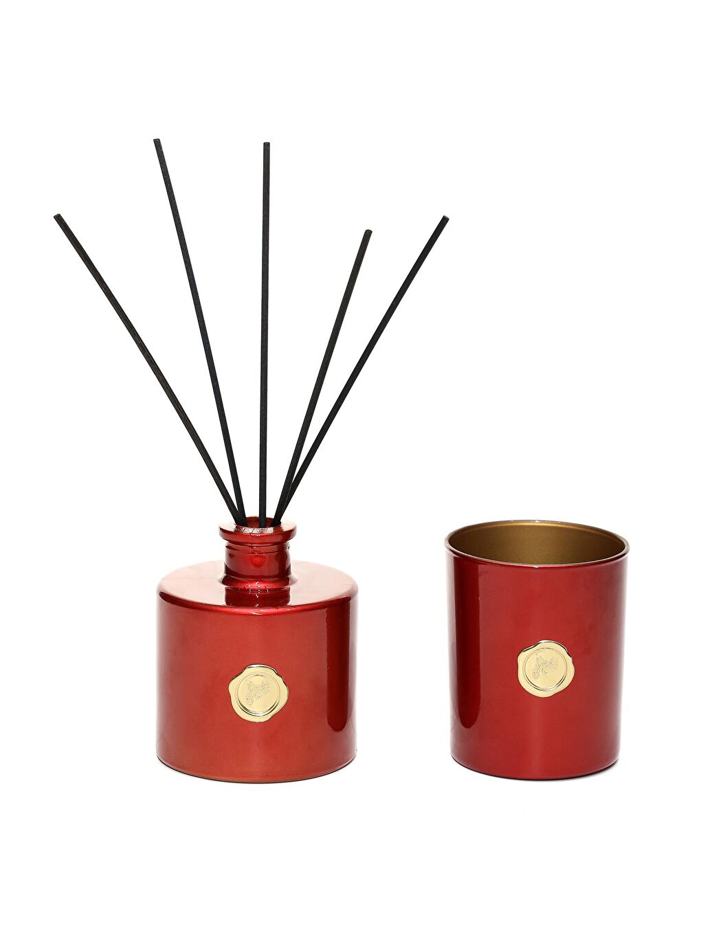 Kırmızı Golden Glow 200 ml Spice Orange Oda Kokusu ve Mumluk Hediye Seti ( Dekoratif Sıvama Kutulu)-1