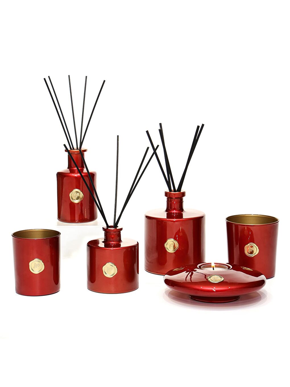 Kırmızı Golden Glow 200 ml Spice Orange Oda Kokusu ve Mumluk Hediye Seti ( Dekoratif Sıvama Kutulu)-2