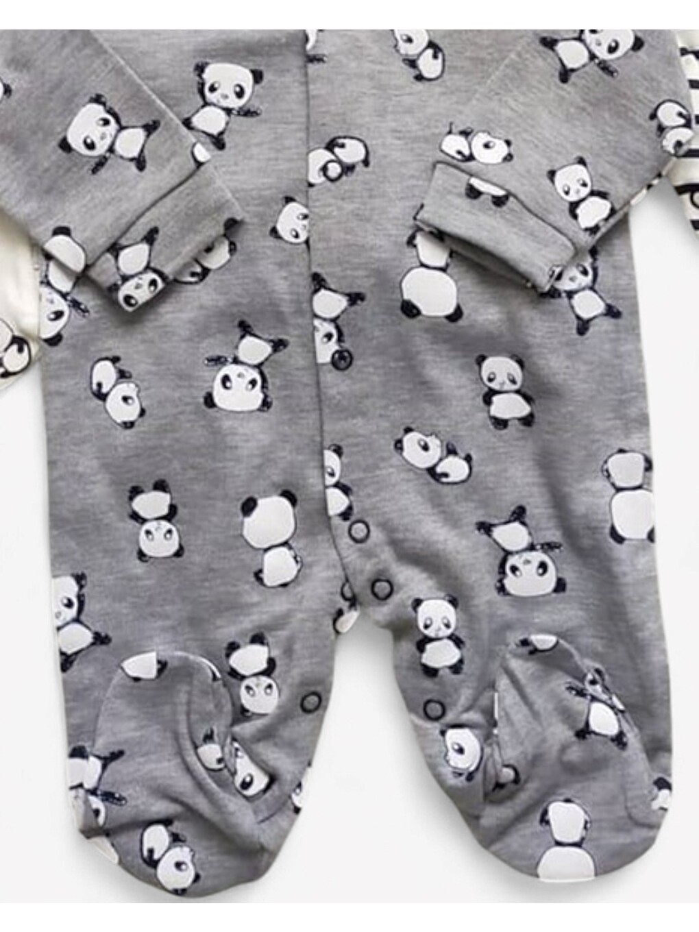 Karışık Panda Baskılı Alttan Patikli Çıtçıtlı 3'lü Tulum Seti-3