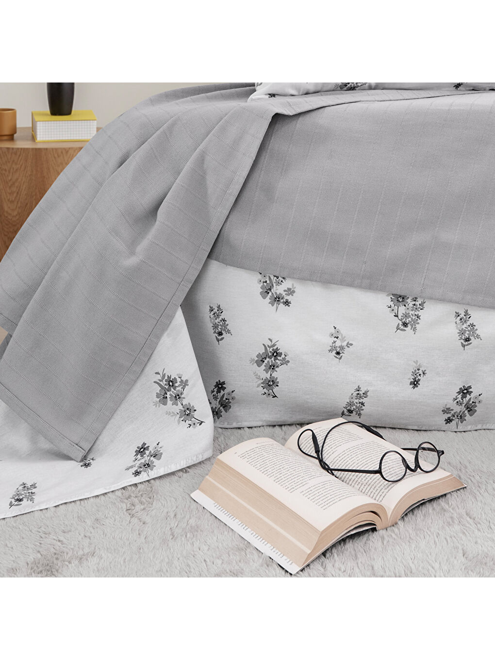 Home Hera Tek Kişilik Pike Takımı 3 Parça-Gri-2