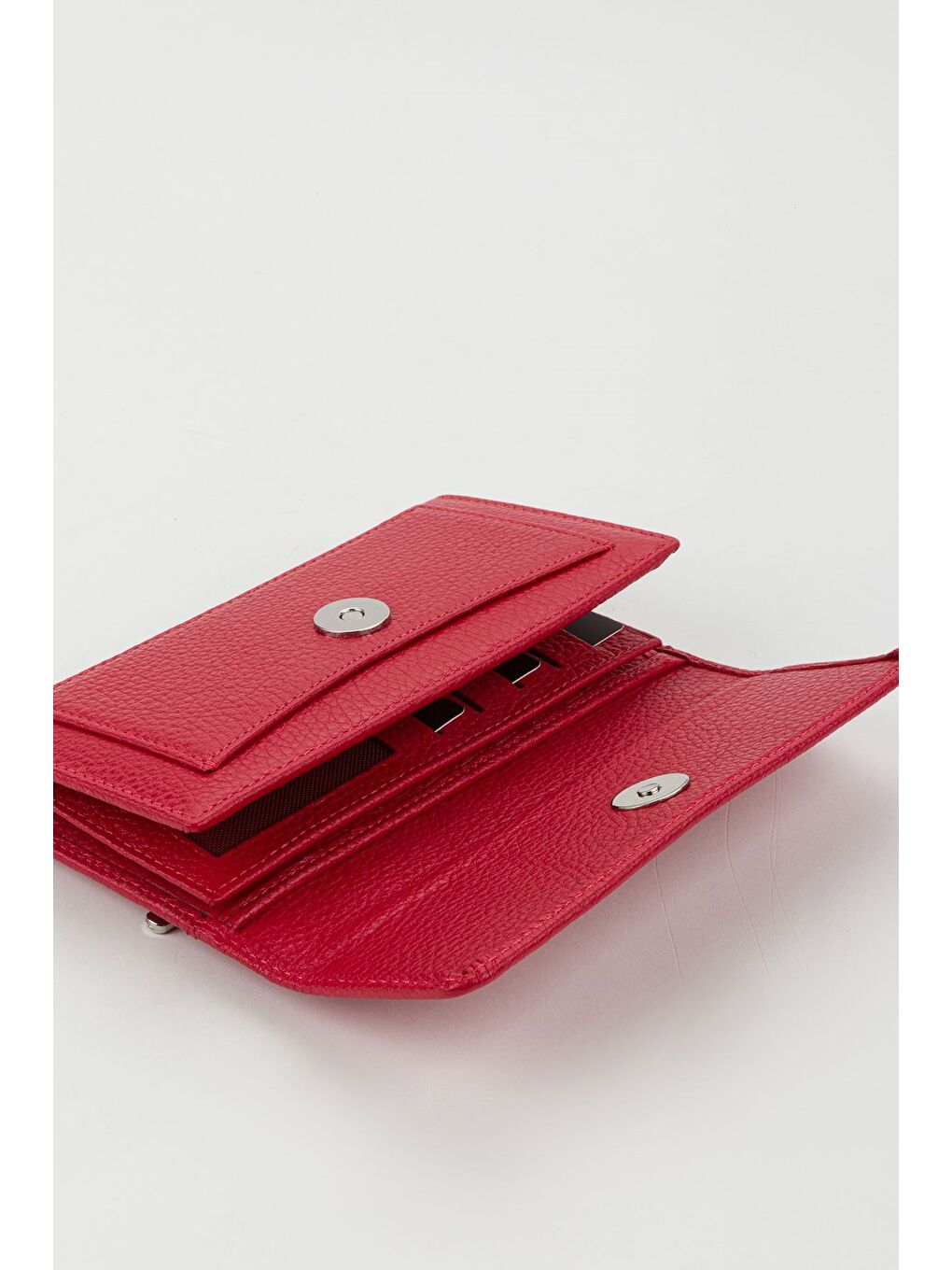 Kırmızı Kutulu Hakiki Deri Mavi Orta Boy Çok Gözlü Kadın El Portföyü Kartlık Cüzdan-4