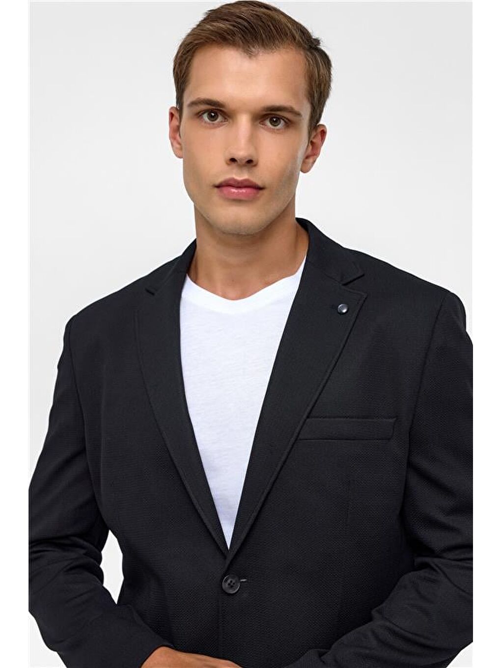 Siyah Regular Desenli Mono Yaka 6 Drop Ceket-3