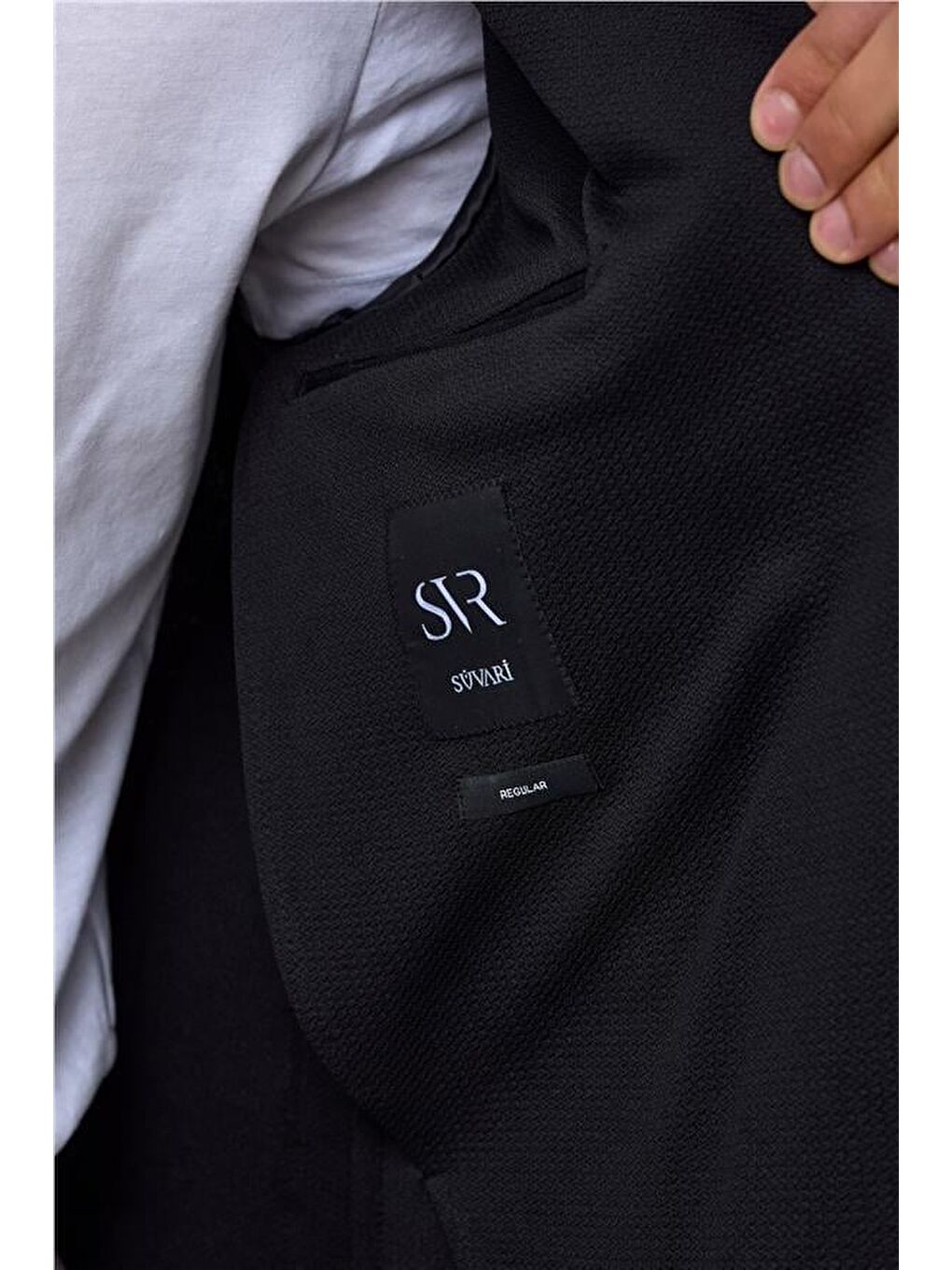 Siyah Regular Desenli Mono Yaka 6 Drop Ceket-5