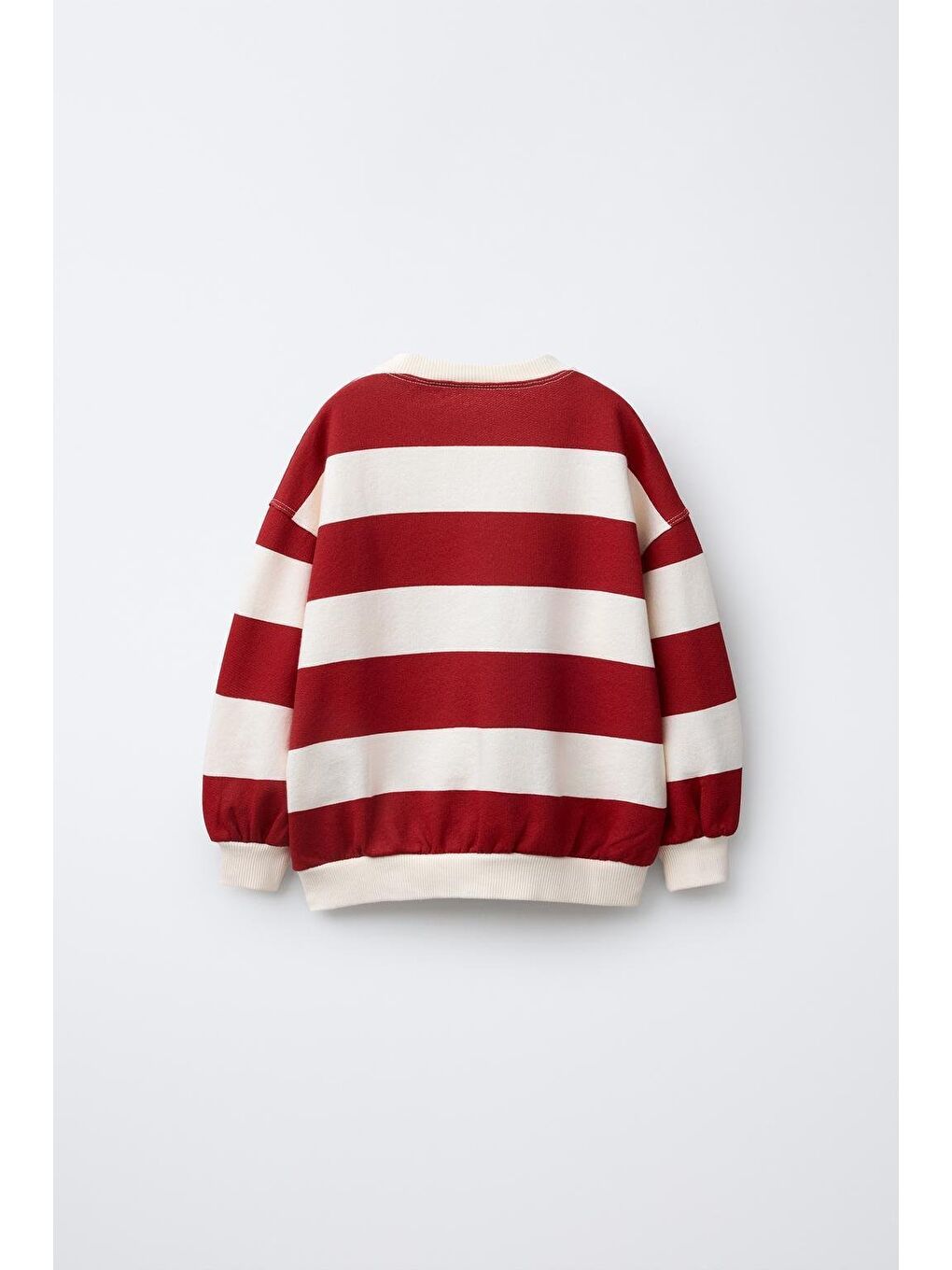 Karışık Erkek Çocuk Pamuklu Çizgili Kırmızı Sweatshirt Ve Nakışlı Kahverengi Pantolon Takım-2