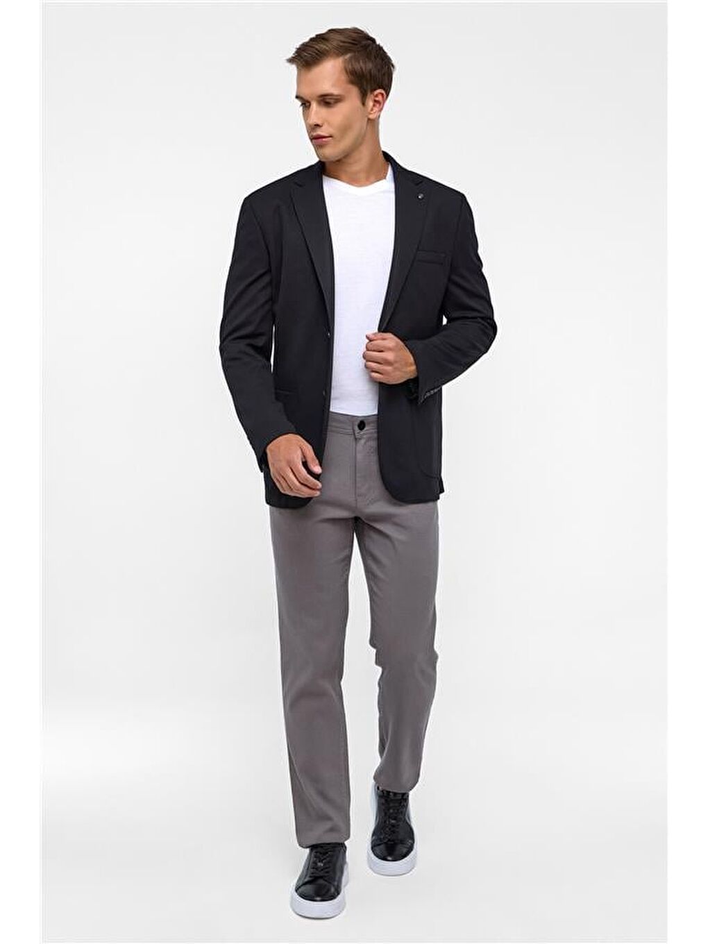 Siyah Regular Desenli Mono Yaka 6 Drop Ceket-9