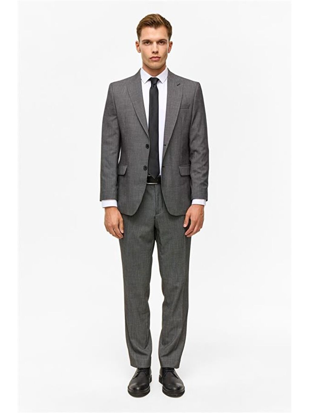 Siyah Regular Desenli Sivri Yaka 4 Drop Takım Elbise