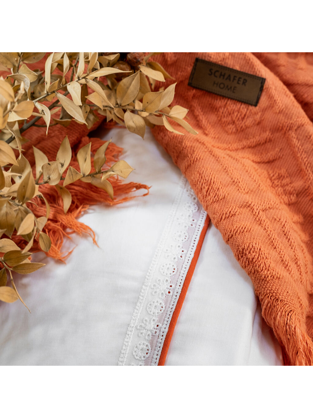 Kahverengi Home Kylie Yatak Örtüsü Nevresim Seti 7 Parça-Kiremit-6