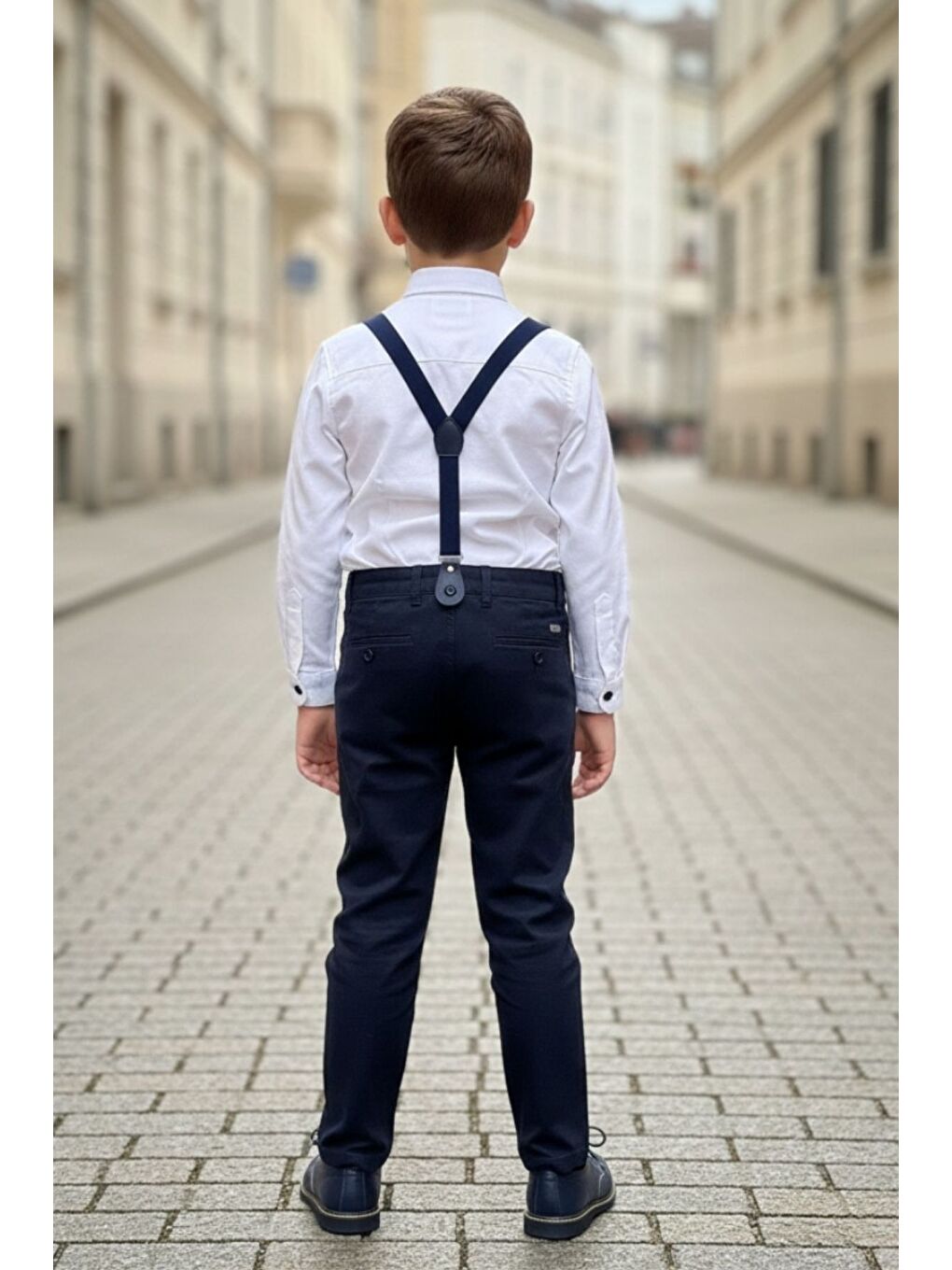 Beyaz Erkek Çocuk Askılı Papyonlu İkili Takım-2
