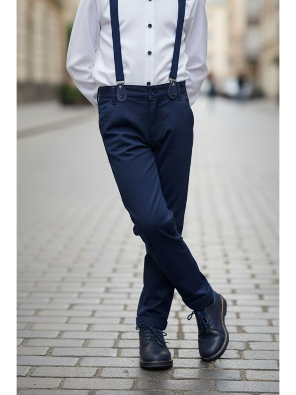 Beyaz Erkek Çocuk Askılı Papyonlu İkili Takım-3