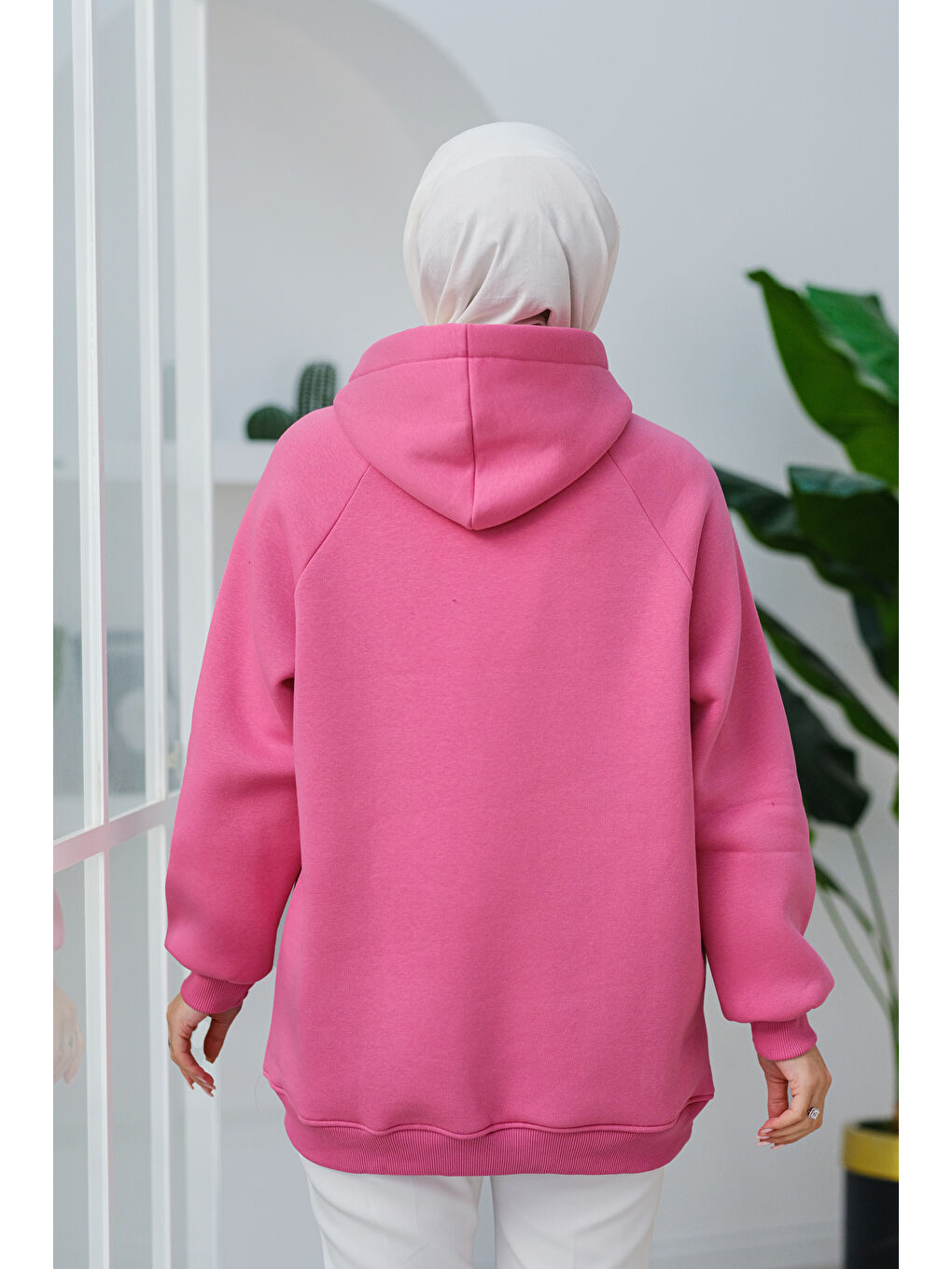 Locco Moda Çıt Çıt Detay Kapüşonlu Sweat Pembe - 3