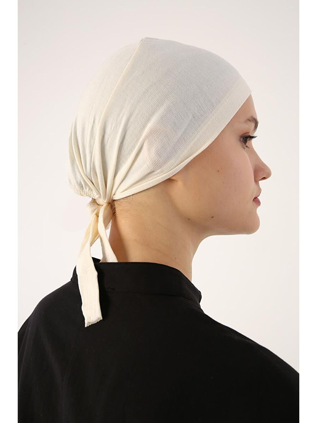 Ekru Elastanlı Dikişli Bone-2