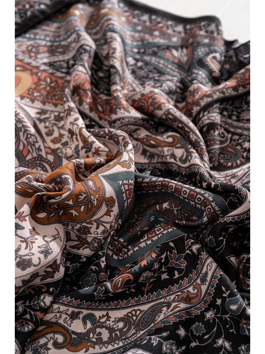 Petrol Kadın Etnik Desen Soft Şal Prusa 152.04.0003-2