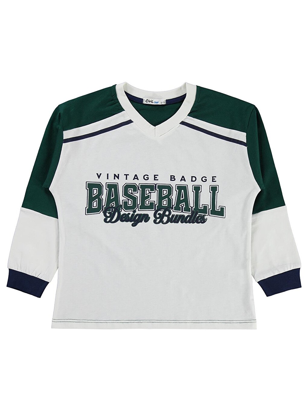 Boys Baseball Baskılı 6-9 Yaş Pijama Takımı - Yeşil-2