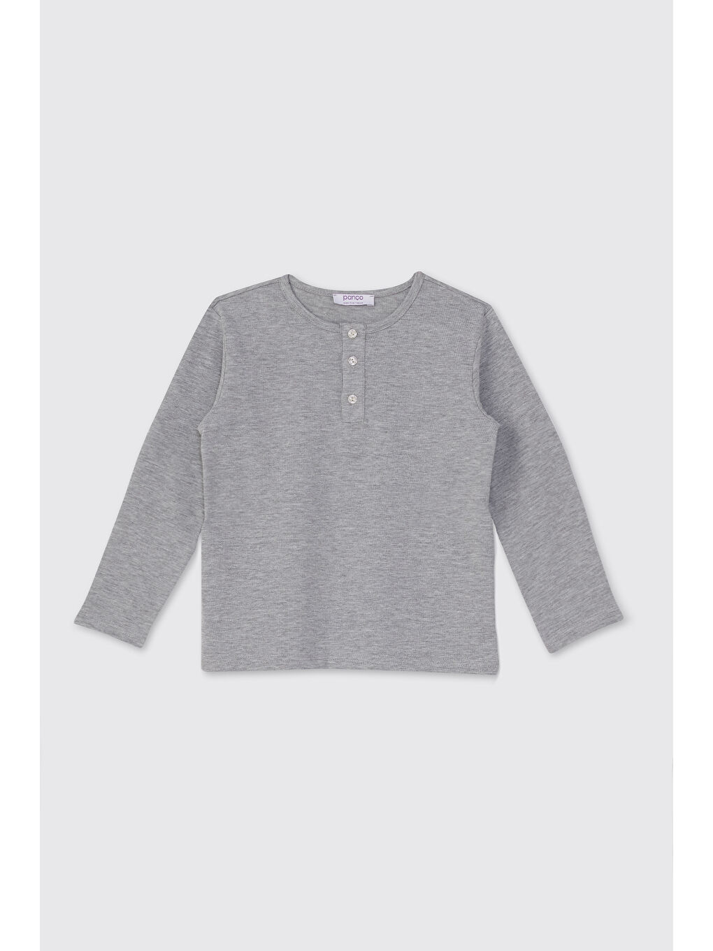 Erkek Çocuk Yakası Düğmeli Gri Melanj Tişört