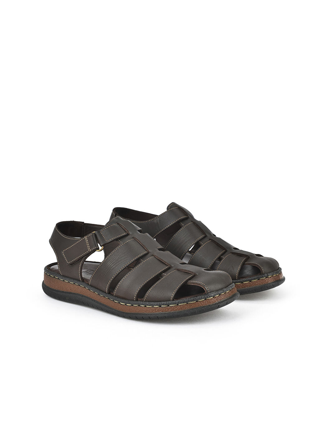 Kahverengi Erkek Hakiki Deri Sandalet 1511045ZS32 Kahve-1