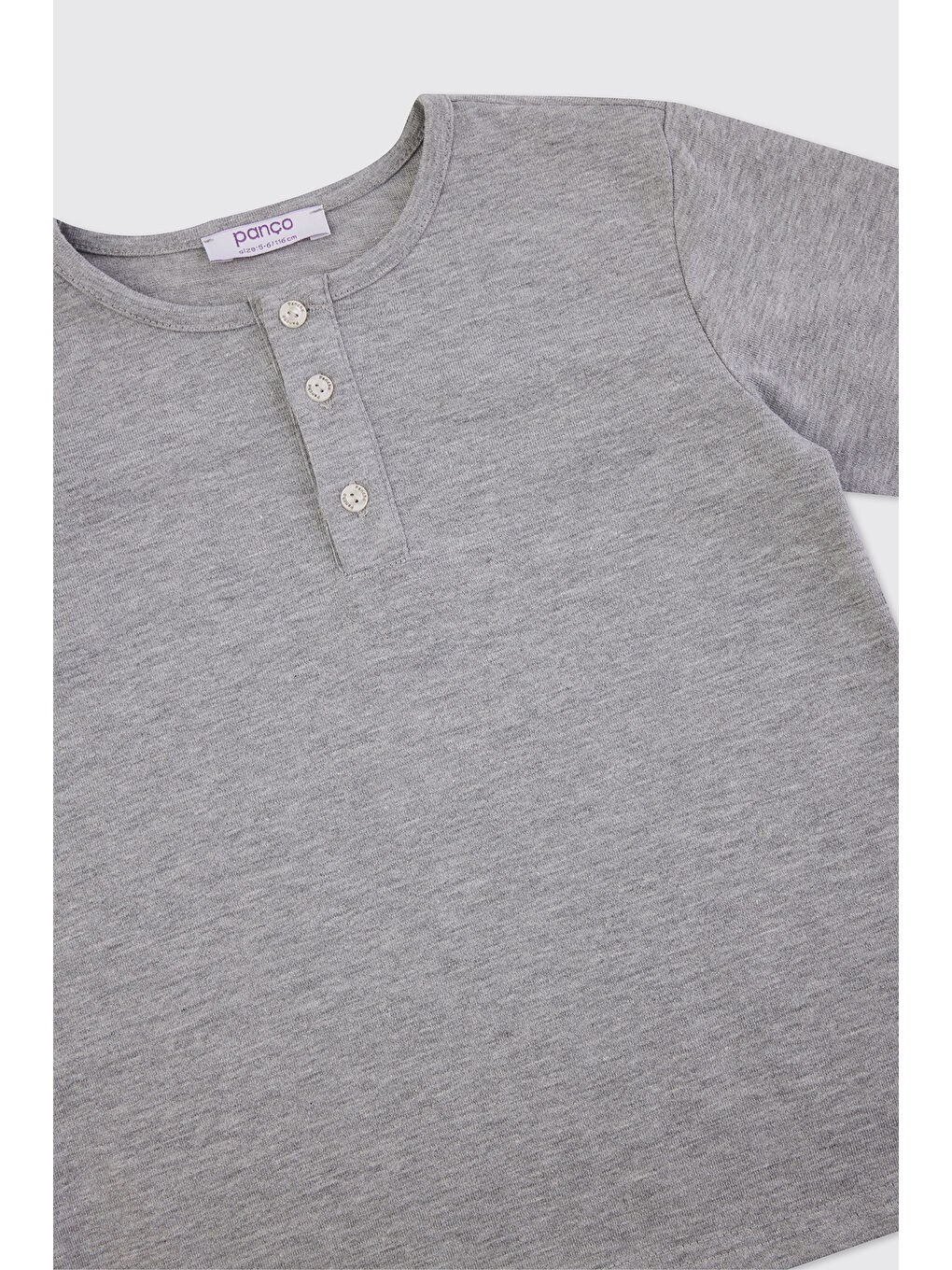 Erkek Çocuk Yakası Düğmeli Gri Melanj Tişört-2